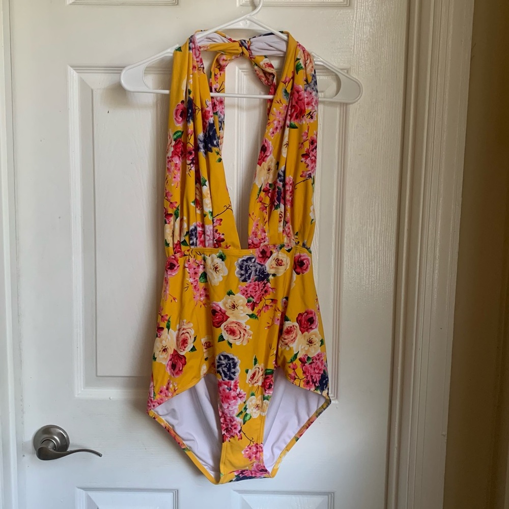Yellow Floral One-Piece Swimsuit